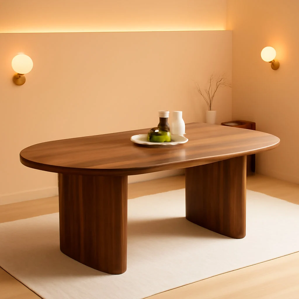 Dependable Oval Dining Table 70 Inch Double Pedestal Brown Finish Elegant