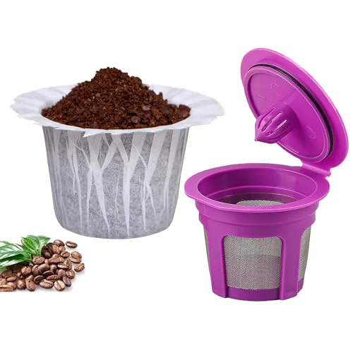 Eco-Friendly 300 Count Paper Coffee Filters with 1 Reusable K Cup for Keurig Single Serve 1.0 and 2.0 Smart
