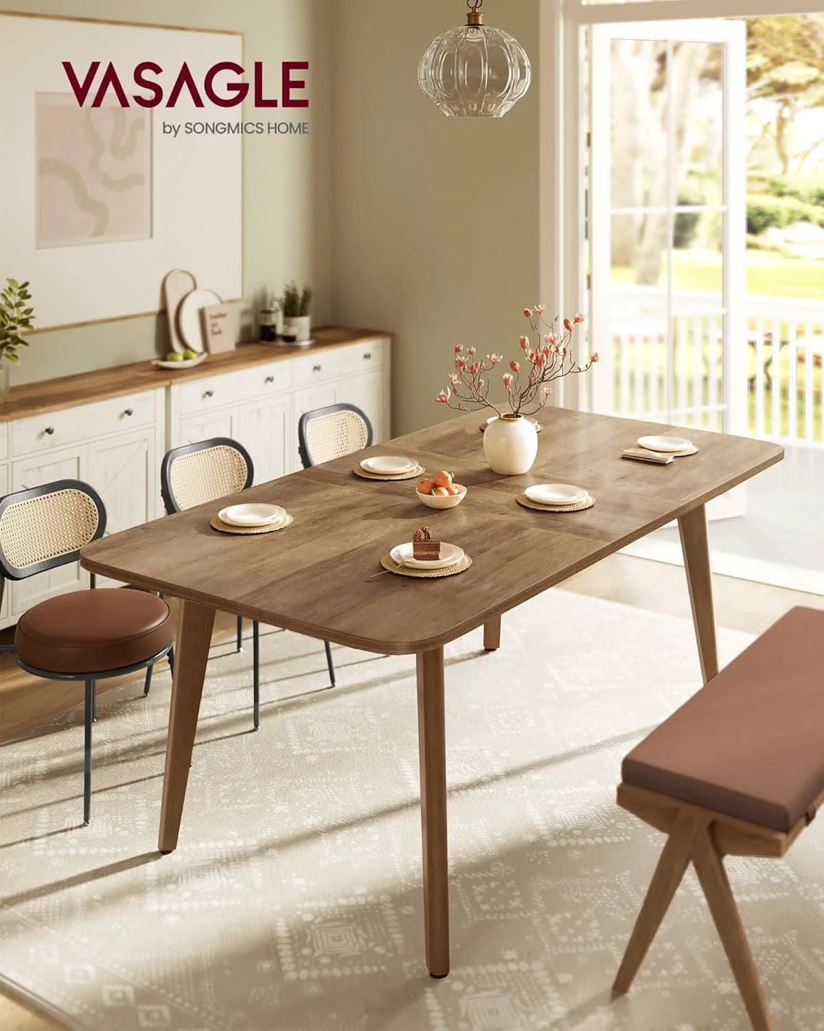 Trusted Extendable Dining Table Honey Brown 55.1 To 70.8 Inches Effective
