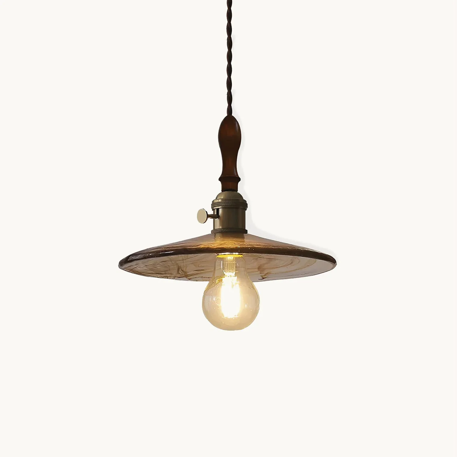 Responsible Vintage Walnut Glass Pendant Lamp Next-Generation