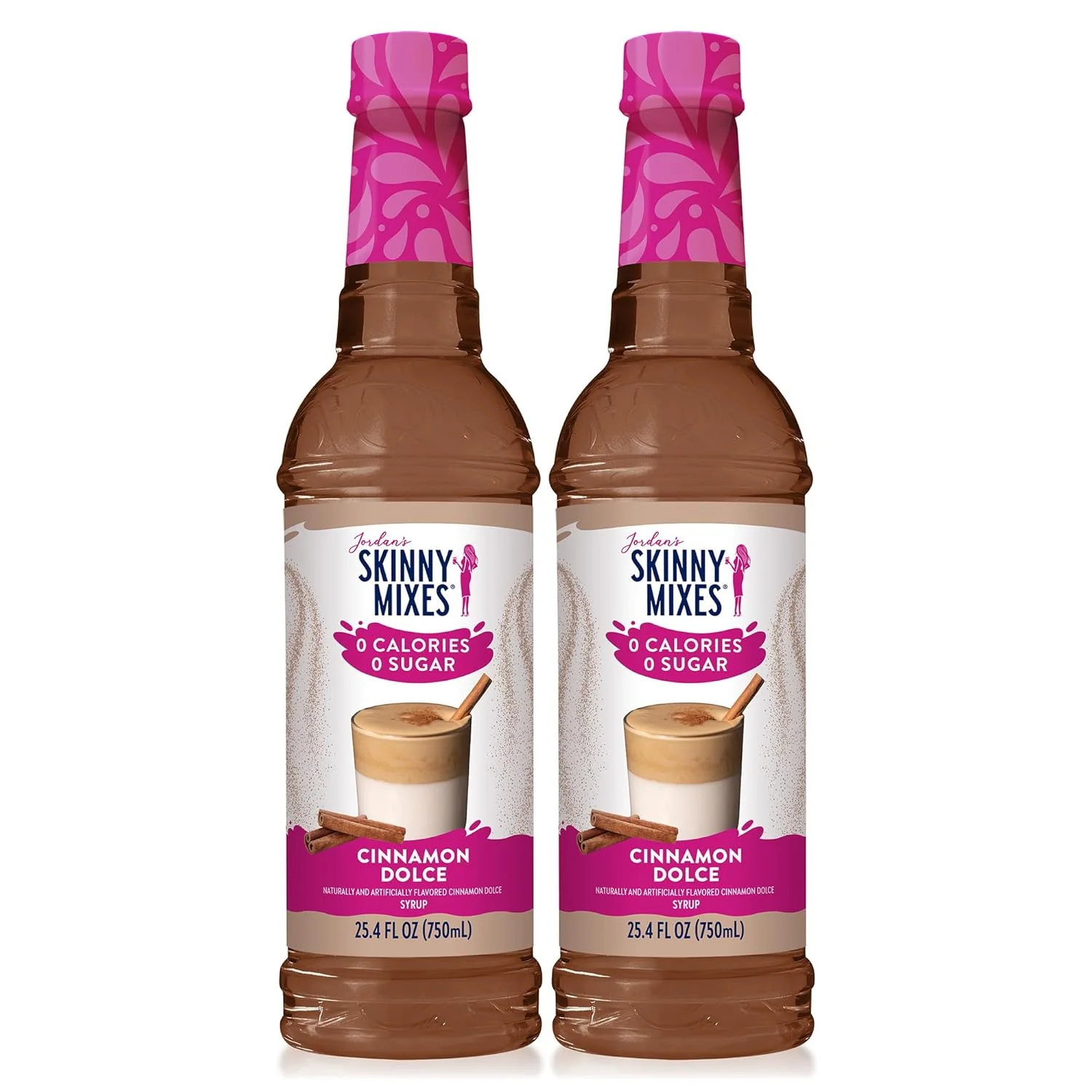 Crafted Jordan’s Skinny Syrups Cinnamon Dolce Coffee Syrup Sugar Zero Calorie Drink Flavoring Mixes 25.4 Ounces Pack of 2 Functional
