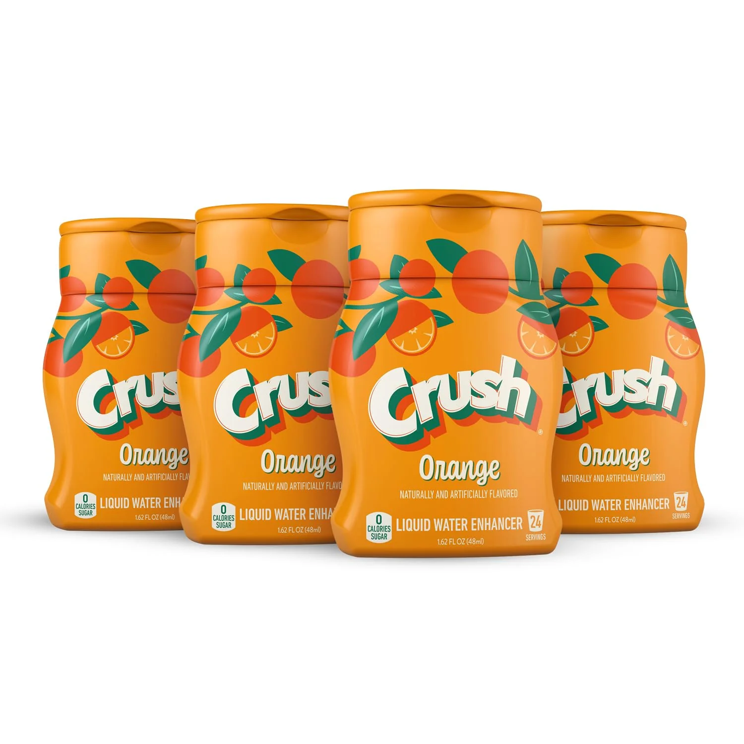 Original Crush Orange Liquid Water Enhancer – New Better Taste 4 Bottles Makes 96 Flavored Water Drinks – Sugar Zero Calorie Classic