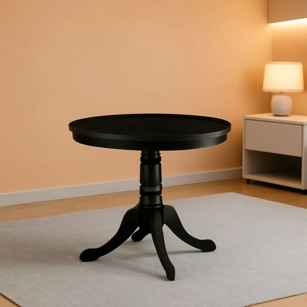 Certified Modern Kitchen Table Black Finish Solid Wood Dining Table Smooth