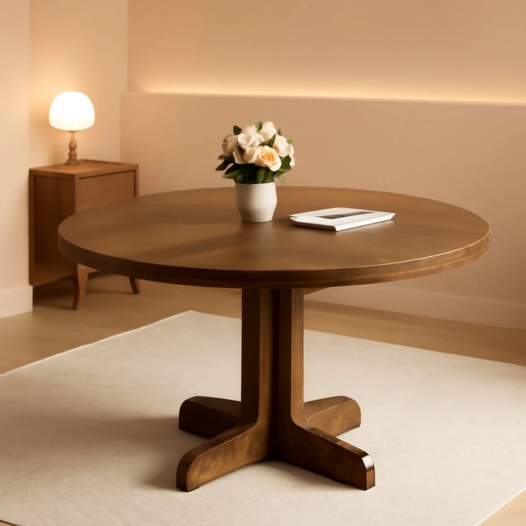 Fast Round Dining Table Forty Seven Inch Dark Walnut Finish Healthy