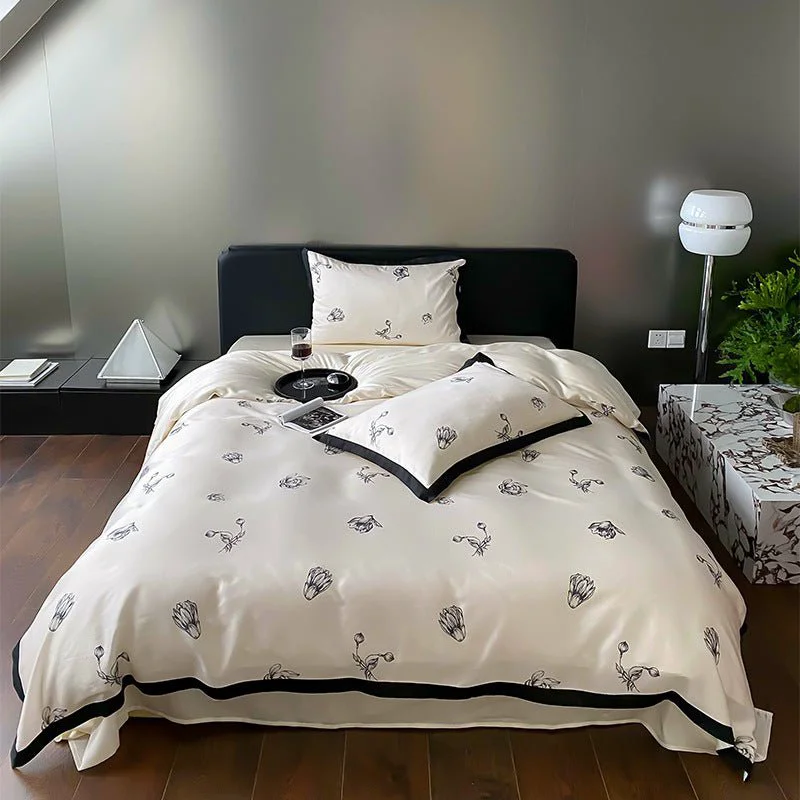 Official Monochrome Flower Bedding Set Effective