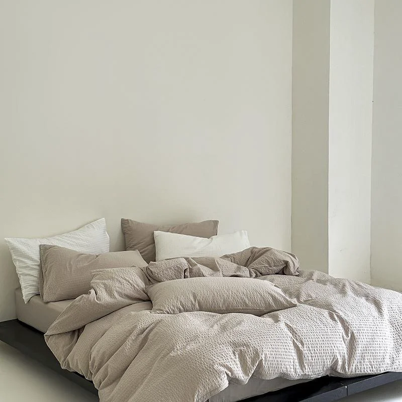 Durable Sand Waffle Bedding Set Trendy