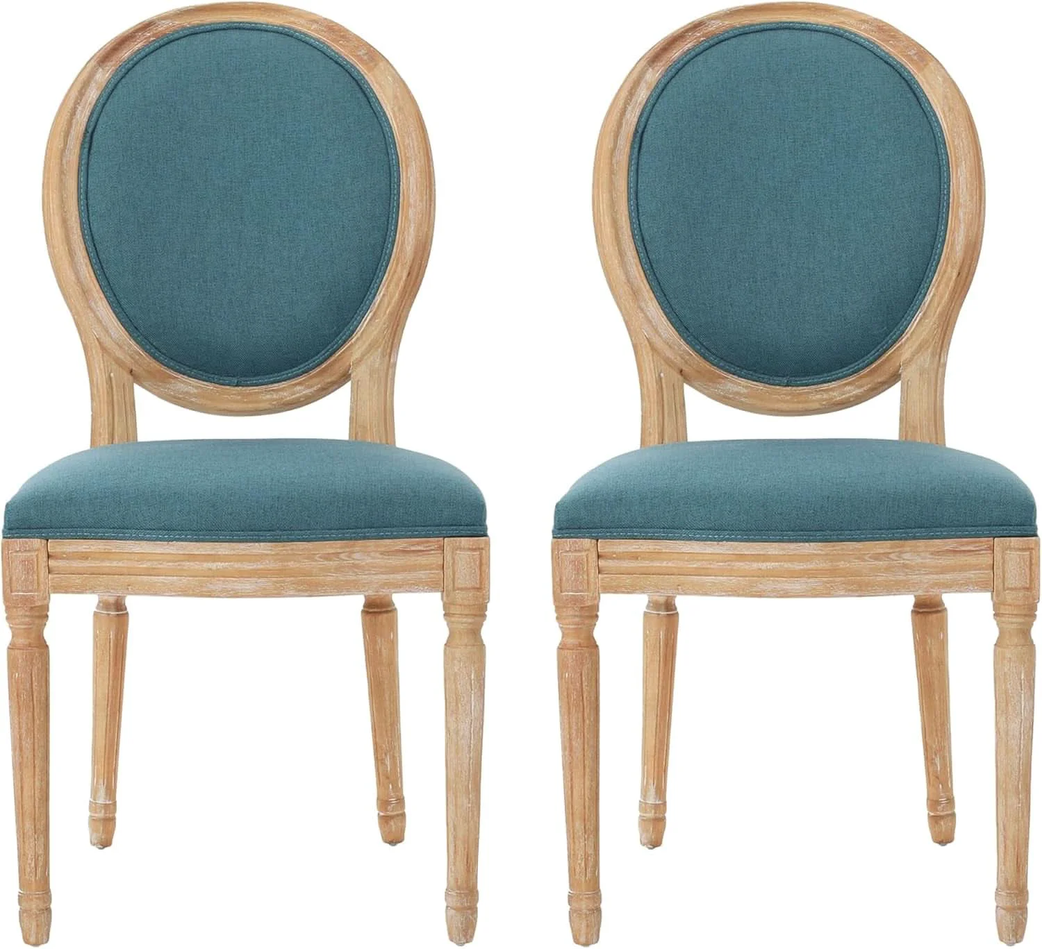 Premium Material Phinnaeus Fabric Dining Chairs Set Dark Teal Two Piece Excellent