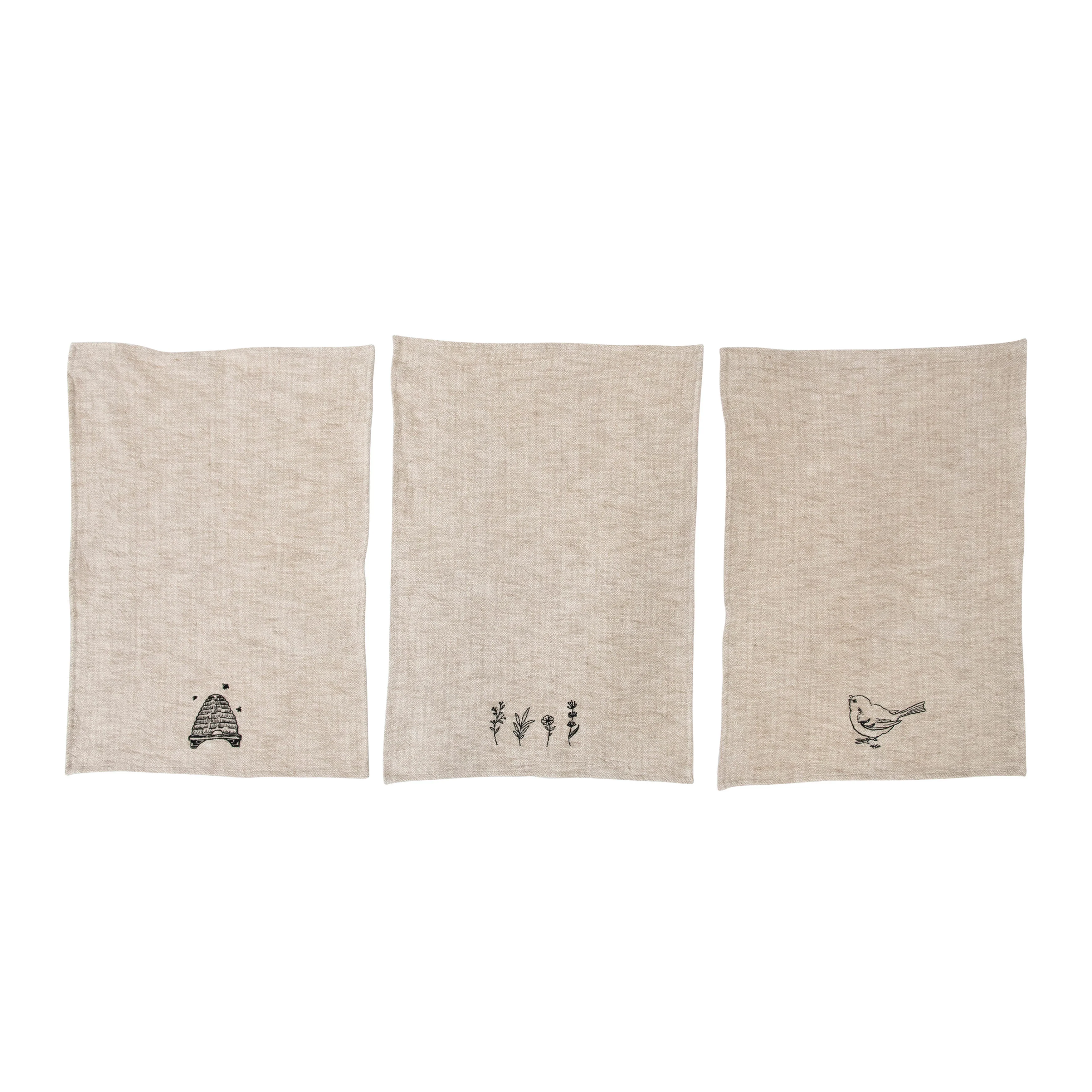 Sophisticated Linen Cotton Slub Embroidered Tea Towel Powerful