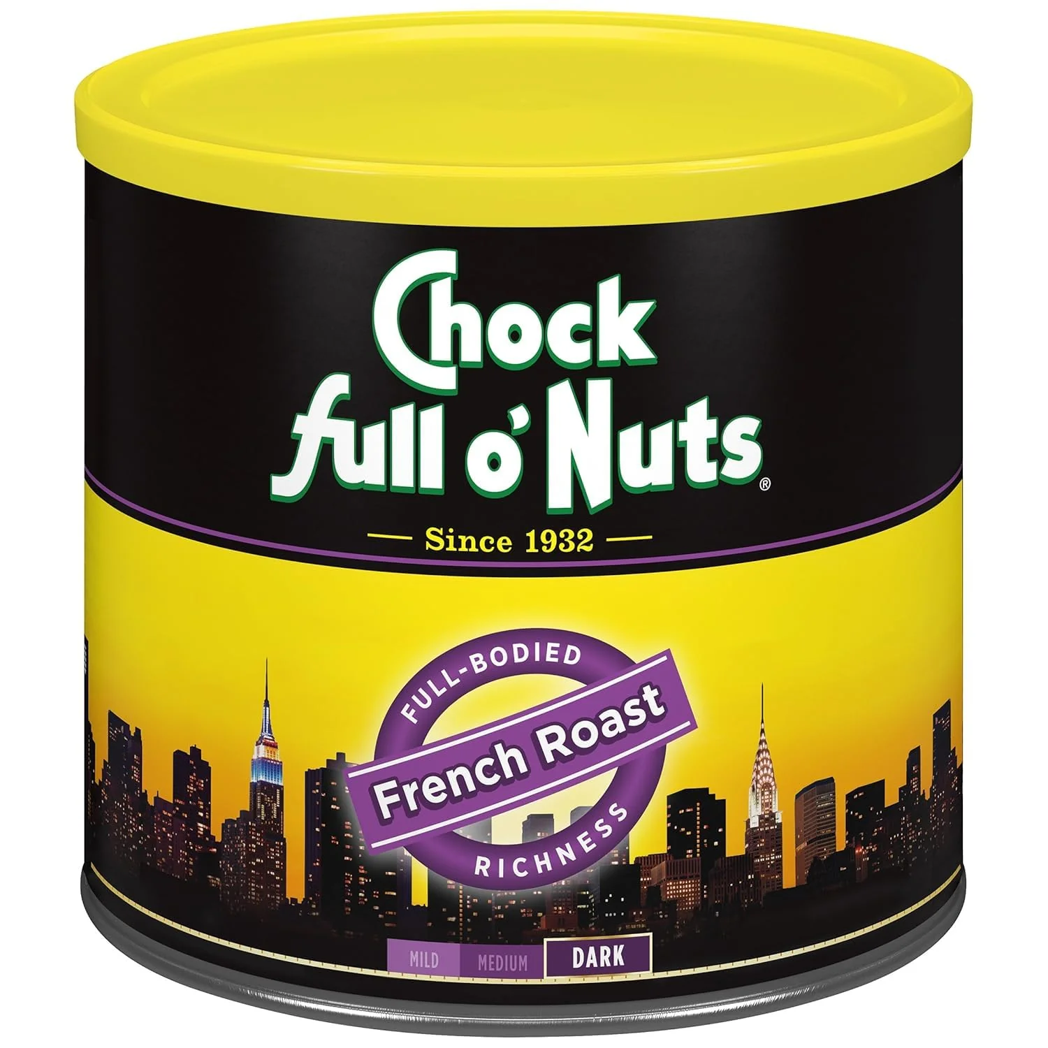 Clean Chock Full o’ Nuts French Roast Ground Coffee – Premium Beans in Recyclable Steel Can – Rich Flavor amp Aroma Dark Roast – for Drip Pour-Over Percolator – 26 Oz Can