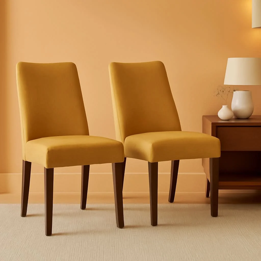 Natural Lyncott Upholstered Dining Chair Yellow And Brown Foam Cushion Casual