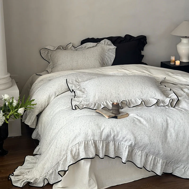 Smooth Sandy Scalloped Ruffle Bedding Set Convenient