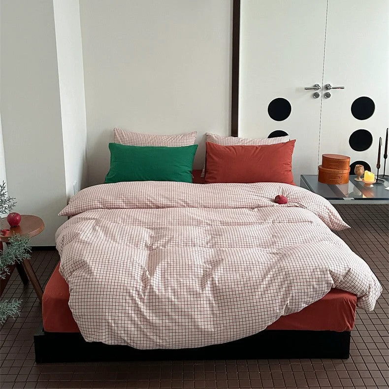 Fine Classic Checkered Bedding Set Healthy