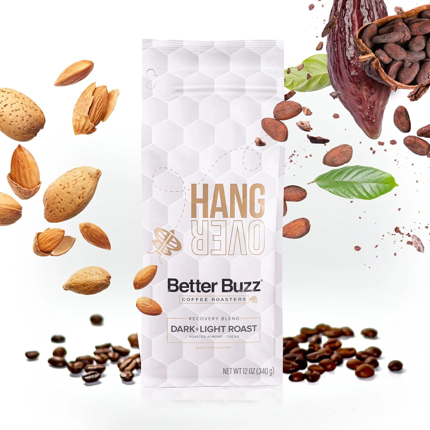 Natural Better Buzz Hangover Blend Dark Roast Light Roast Whole Bean Coffee 12oz. Minimalist