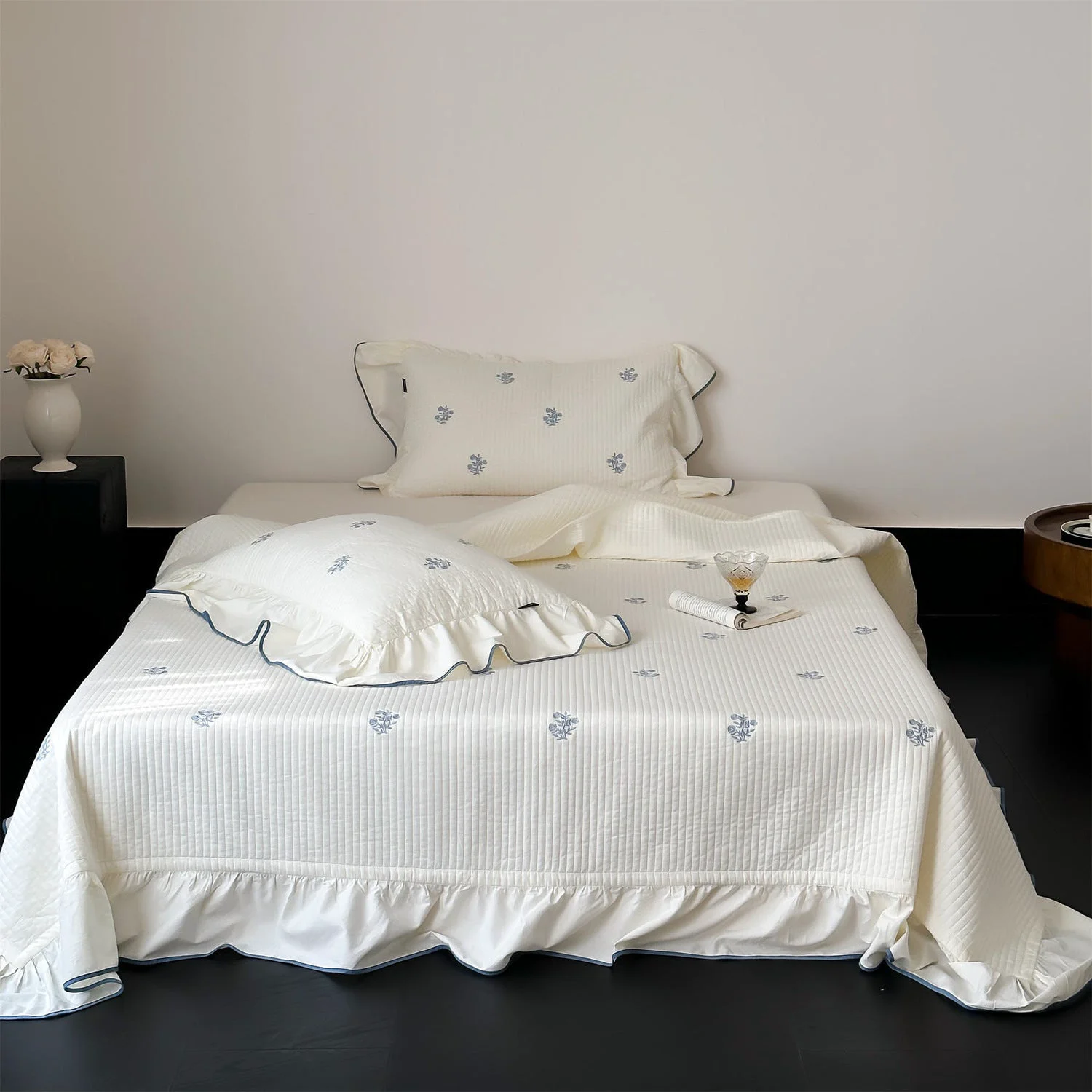 Crafted Mini Rose Texture Bedding Set Stylish