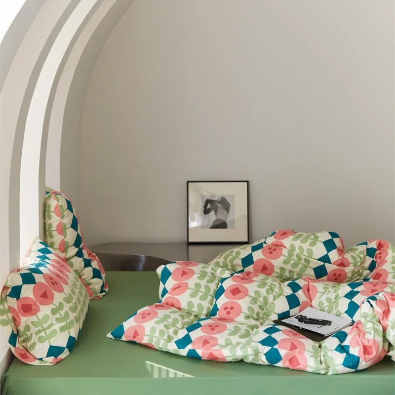 Optimized Tulip Check Cotton Bedding Set Reusable