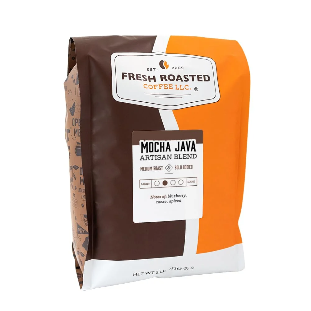 Classic Fresh Roasted Coffee Mocha Java 5 lb 80 oz Medium Roast Kosher Whole Bean First-Class