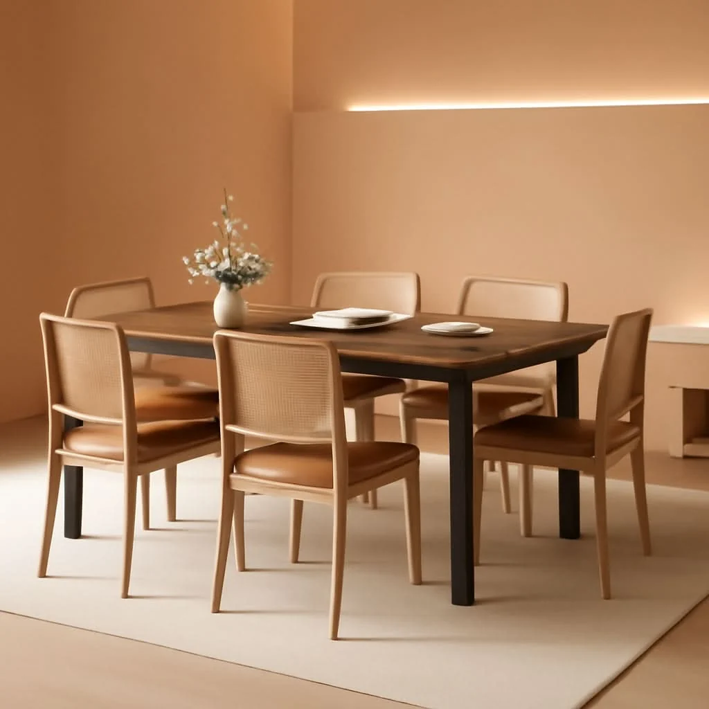 Unique Industrial Wood Dining Table 78.7 Inches Long Brown Finish Secure
