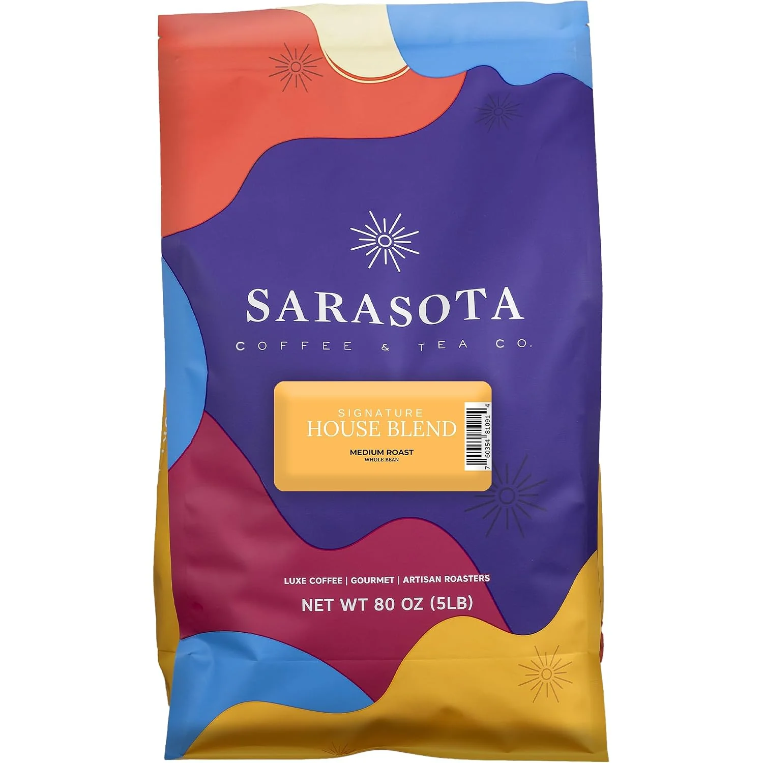 Authentic Sarasota Coffee Whole Bean Signature House Breakfast Blend Medium Roast Gourmet Coffee Beans Low Acid Mold Specialty Grade Bulk Beans 5lb 80 oz Prestigious