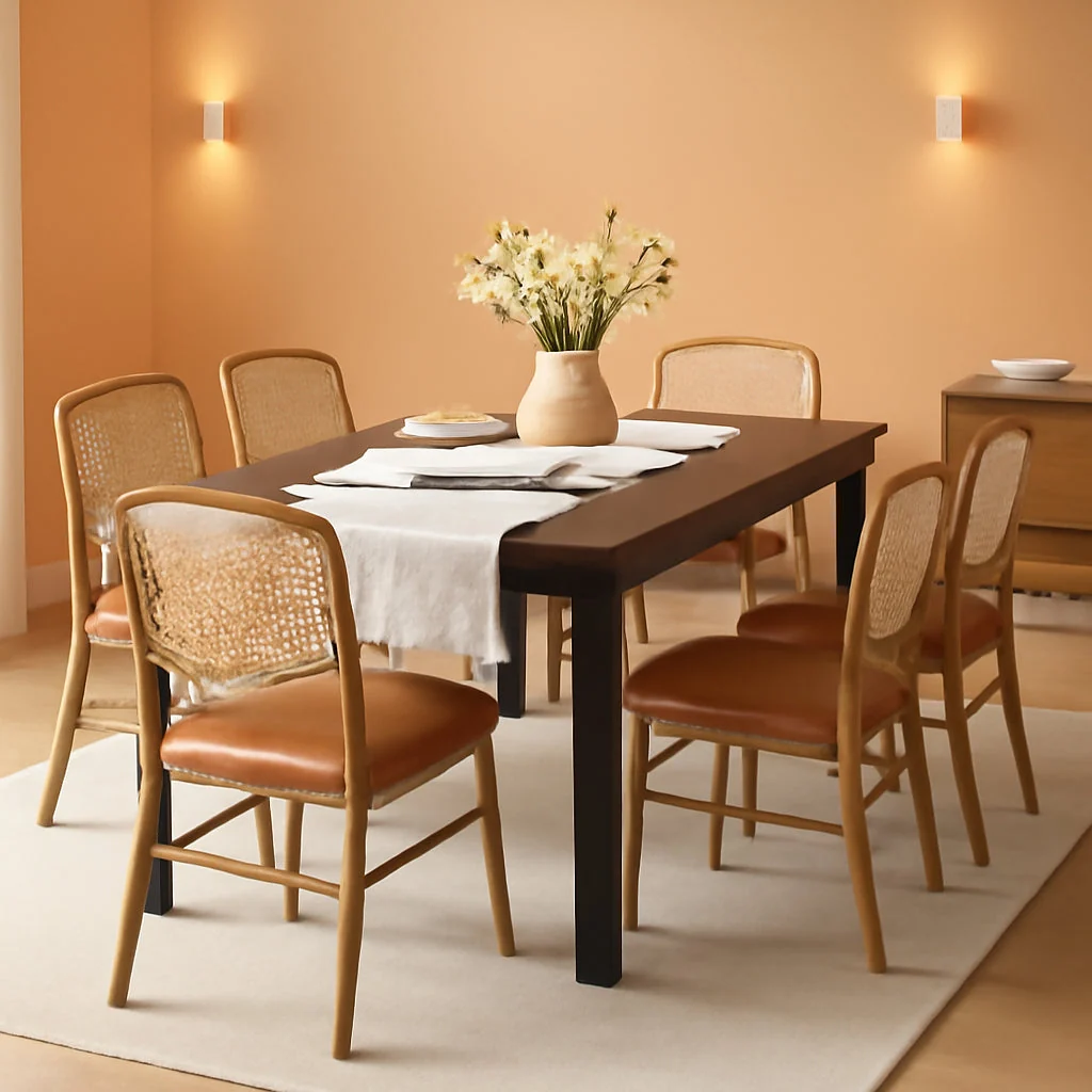 Luxury Brown 71 Inch Industrial Dining Table Solid Frame Construction Elegant