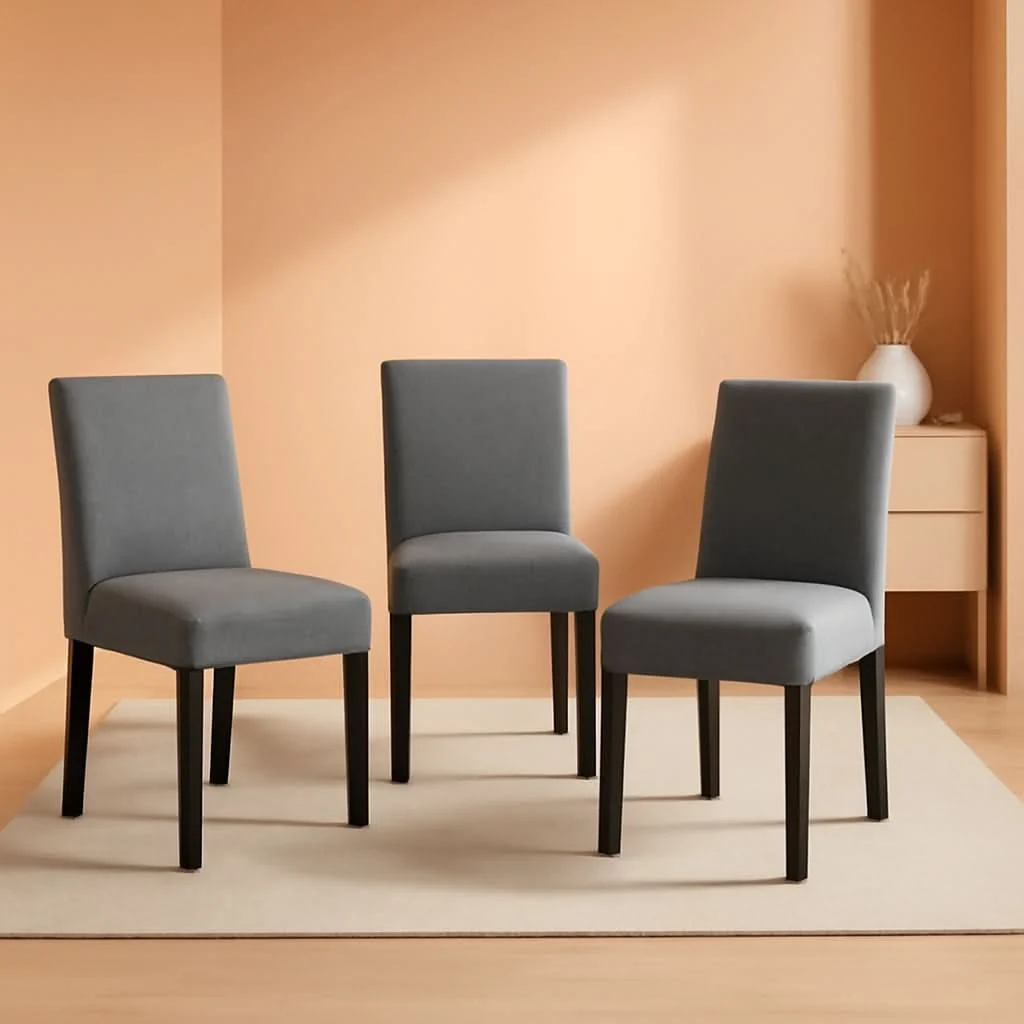 Pure Gray Modern Fabric Upholstered Dining Chairs Set Of 4