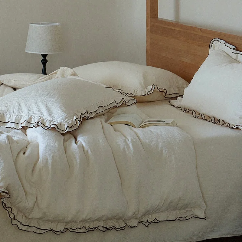 Exceptional Double Ruffle Bedding Set Breathable