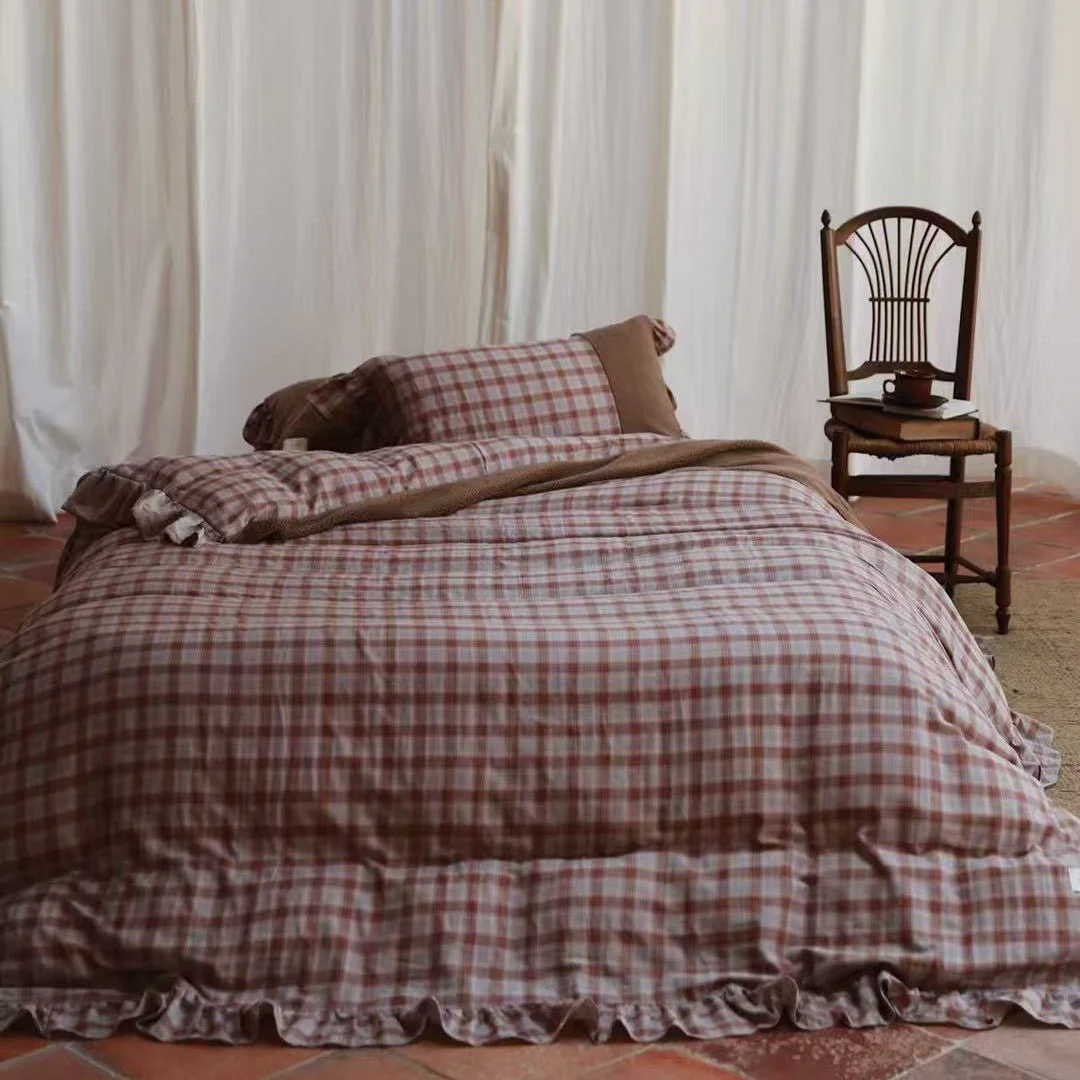 High-Grade Brown Tartan Duvet Cover Set – FINAL Soft