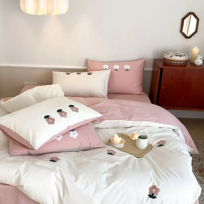 Effective Pink Posey Bedding Set Pure