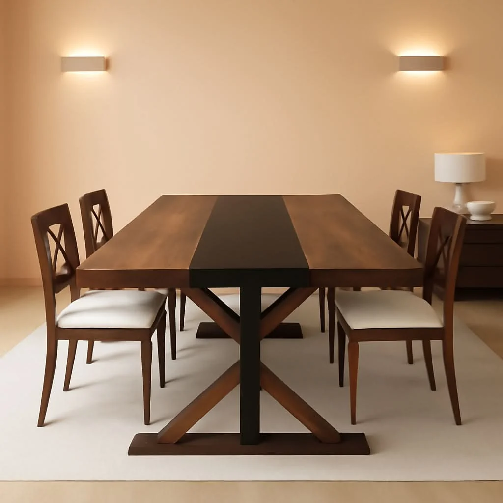 Versatile 71 Inch Farmhouse Dining Table Waterproof Wood Grain Top Smooth