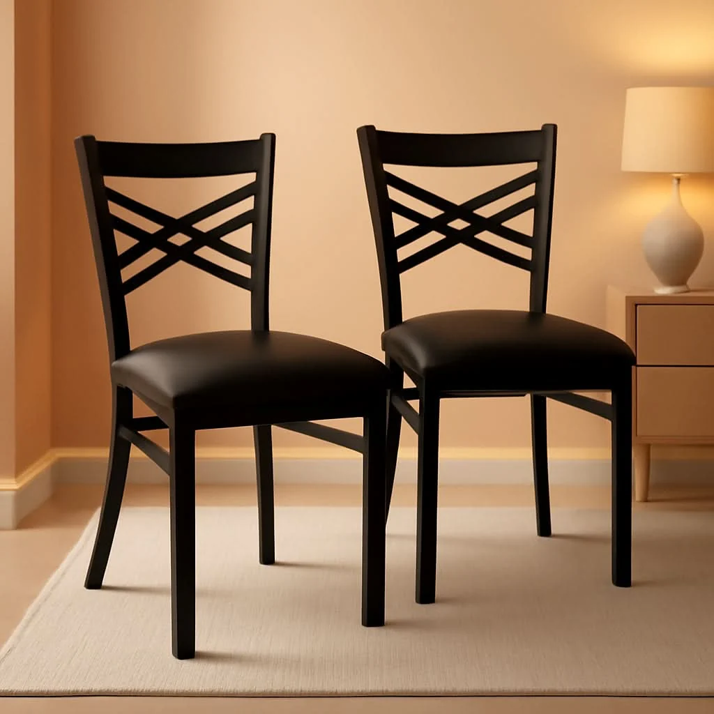 Practical Hercules Series X Back Metal Armless Dining Chairs Black User-Friendly