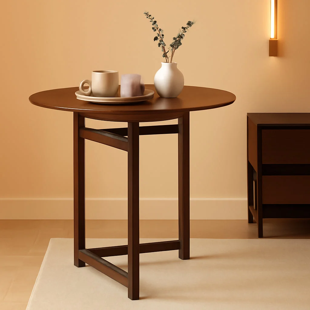 Expertly Made Walnut 31.5 Inch Folding Dining Table Compact Space Saver Exclusive