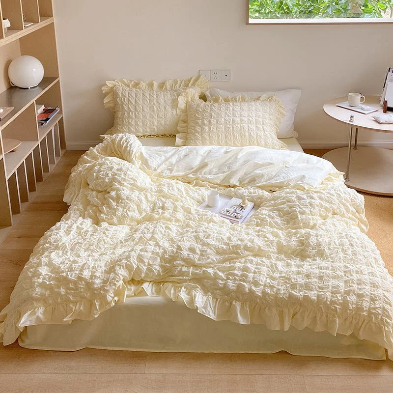 Efficient Cream Puff Quilt Cover Set Smooth
