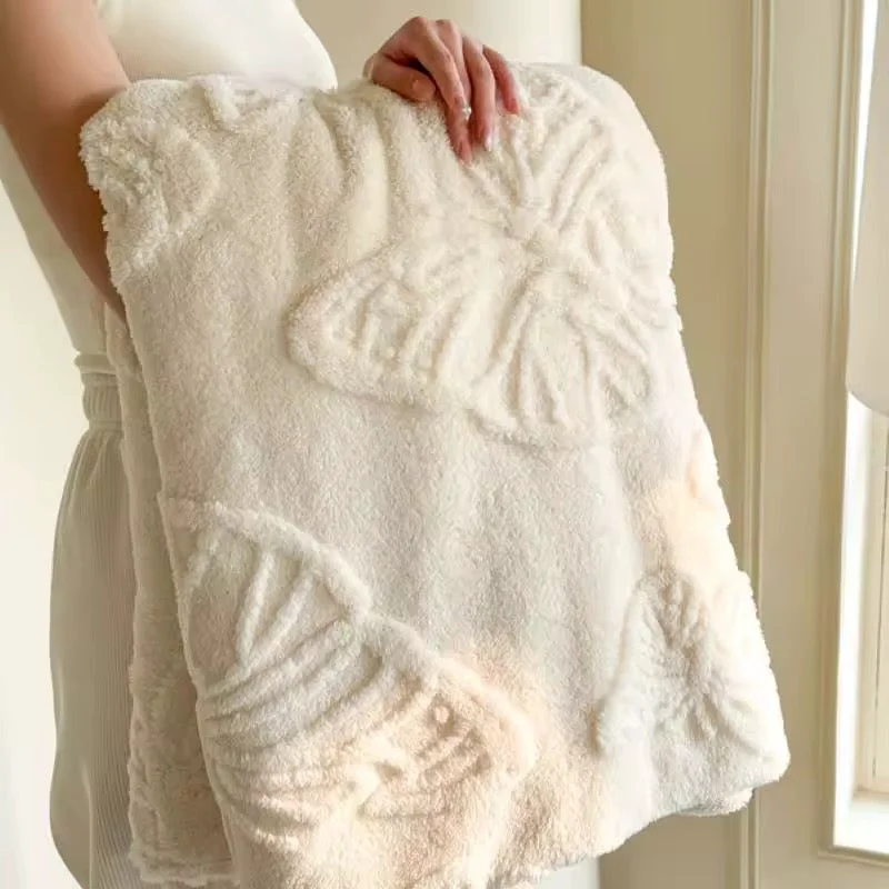Certified White Butterfly Flannel Blanket Long-Lasting
