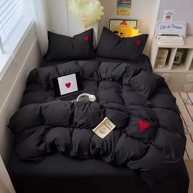 Effective Black Heart Bedding Set Contemporary