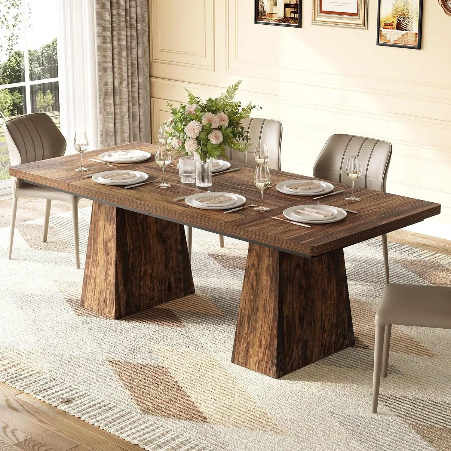 Innovative Brown Six Seater Rectangular Dining Table For Home Use Next-Generation