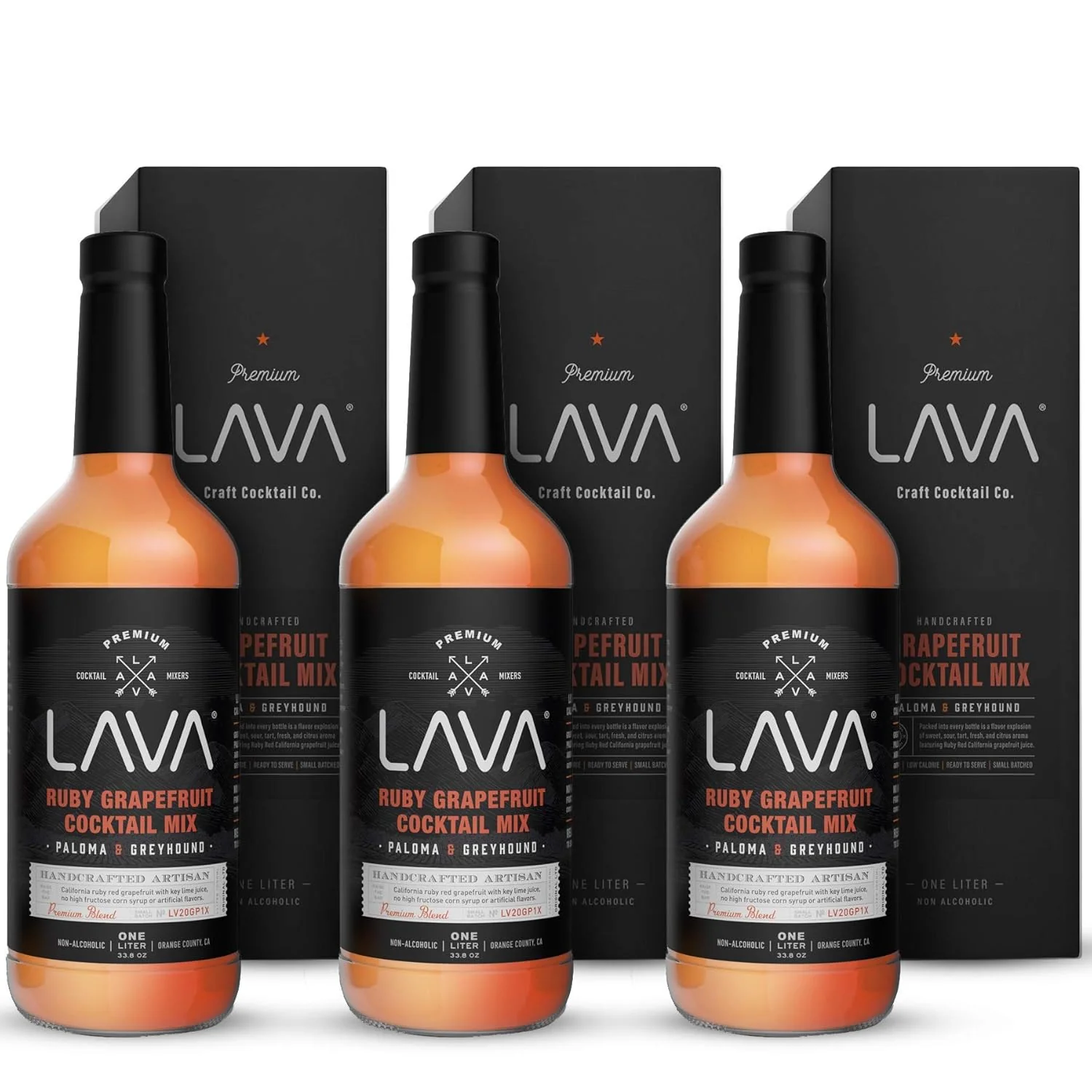 Safe 3 Pack Lava Premium Skinny Paloma Mix Craft Cocktail Mixer Ruby Red Grapefruit Juice Key Lime Juice Low Calorie Ready to Use Soft