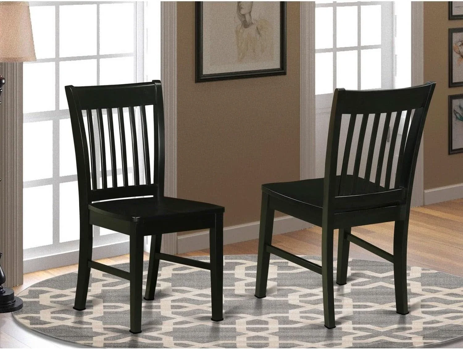First-Class Norfol ElevenInch Matte Black Premium Solid Wood Dining Chairs Natural