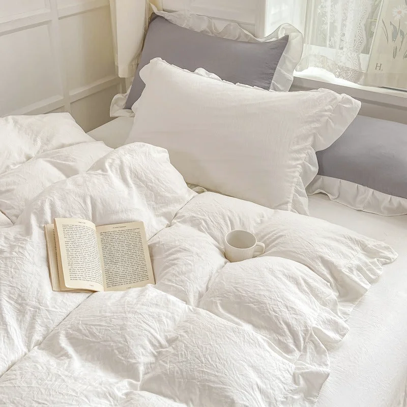 High-Quality Soft Crumpled Ruffle Bedding Set Practical