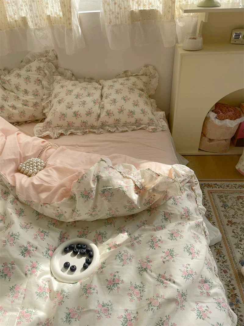 Fine Cottagecore Floral Ruffle Duvet Cover Set High-Performance