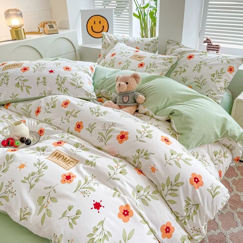 Trusted Orange Flowers Cute Bedding Set High-Quality