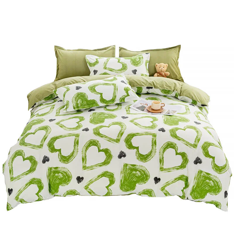 Authentic Green Hearts Bedding Set Luxury