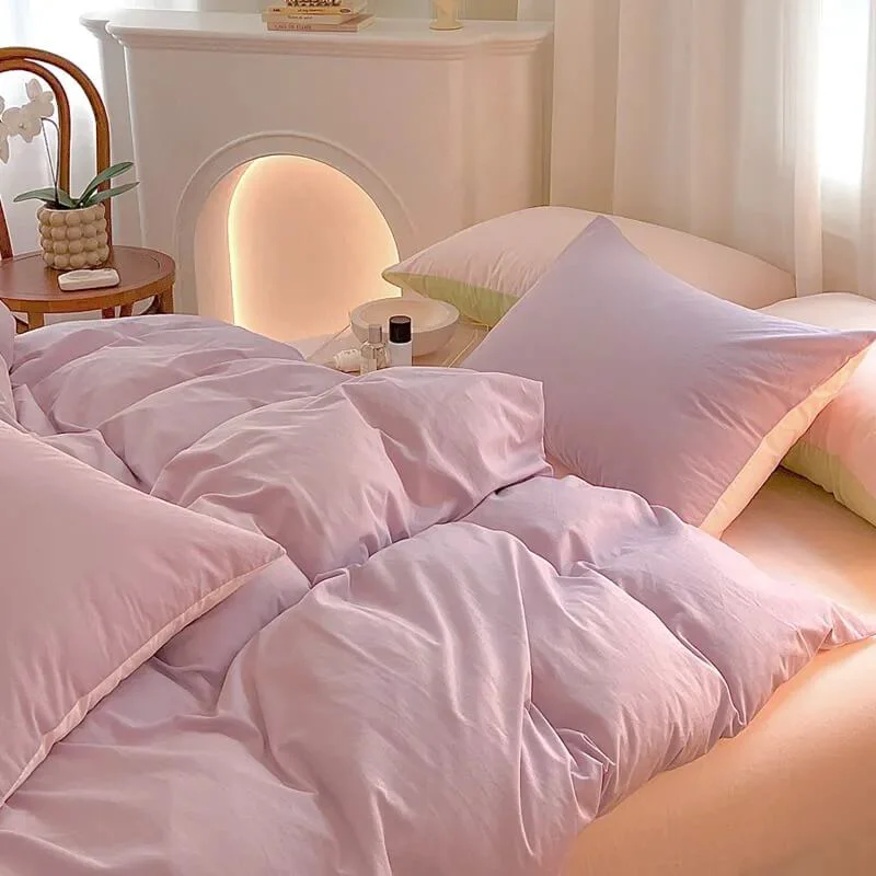 Fashionable Dusty Pastel Shades Cotton Bedding Set Natural