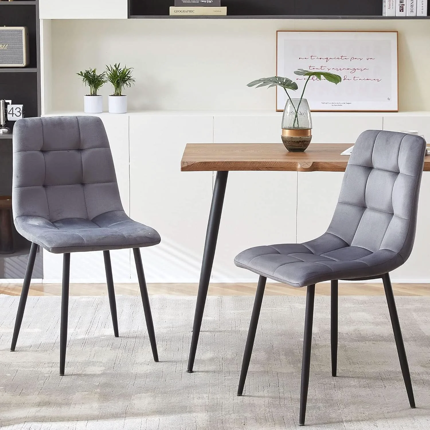 Detailed Grey Velvet Dining Chairs Set Of 4 With Metal Legs Consistent