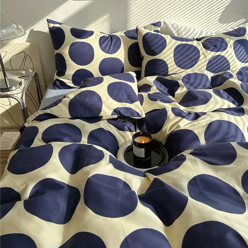 Reliable Blue Large Polka Dot Bedding Set Safe