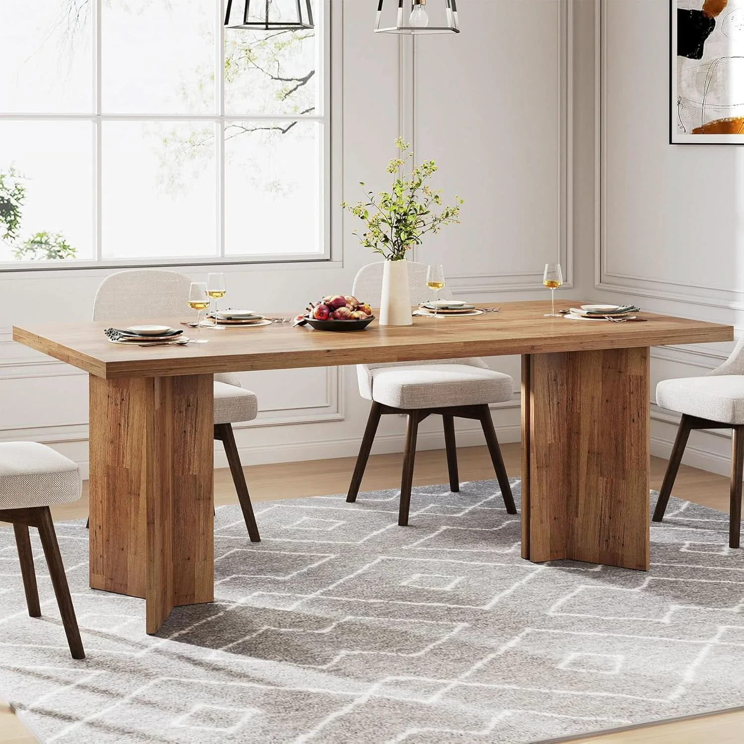 Prestigious 63 Inch Walnut Farmhouse Dining Table Seats Four To Six Organic