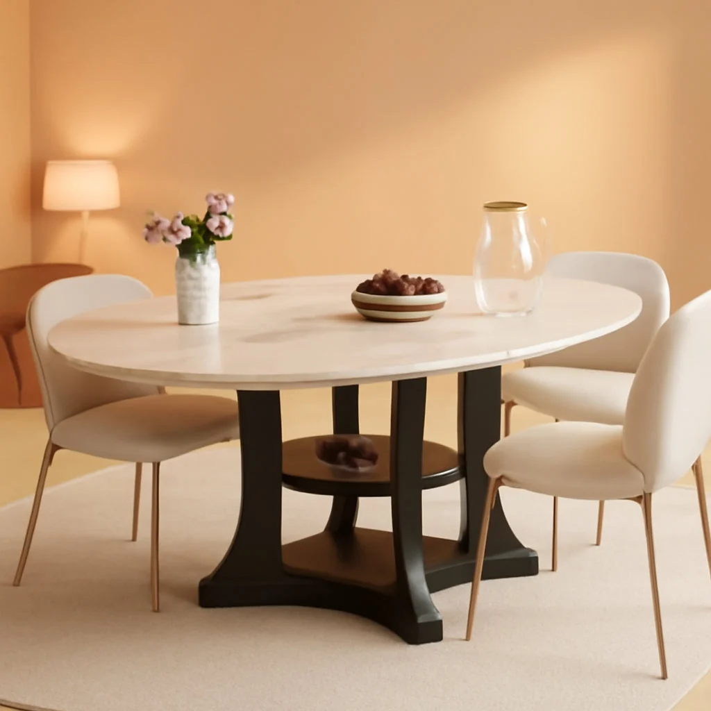 Efficient Extendable Dining Table 43 To 59 White Faux Marble Oval Functional