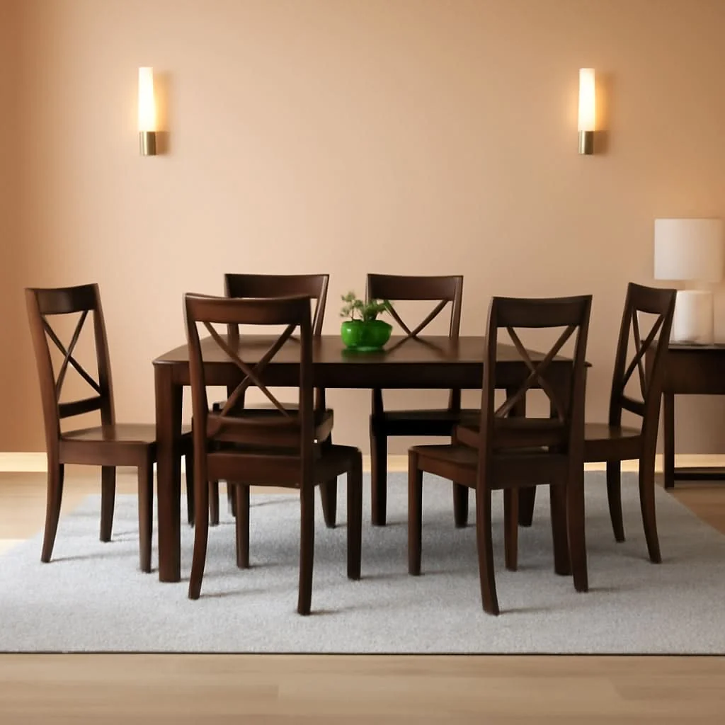 Prestigious 7 Piece Dining Table Set With 6 Chairs Wood Finish Fine Crafted