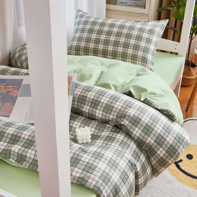 Original Sage Green Plaid Dorm Bedding Set Genuine