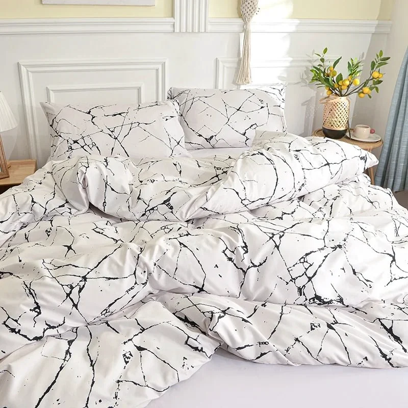 Enhanced White Stone with Black Veins Bedding Set Outstanding