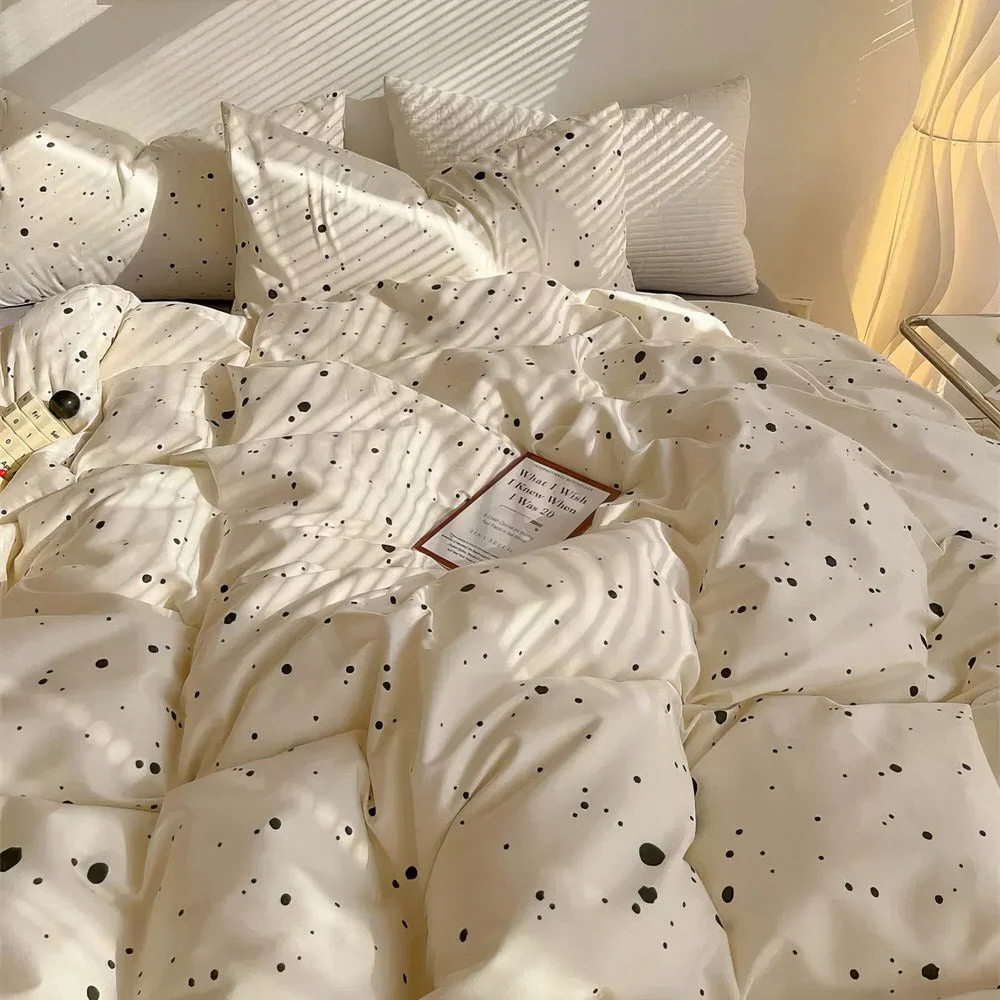 Stylish Light Beige Splattered Bedding Set Original Design
