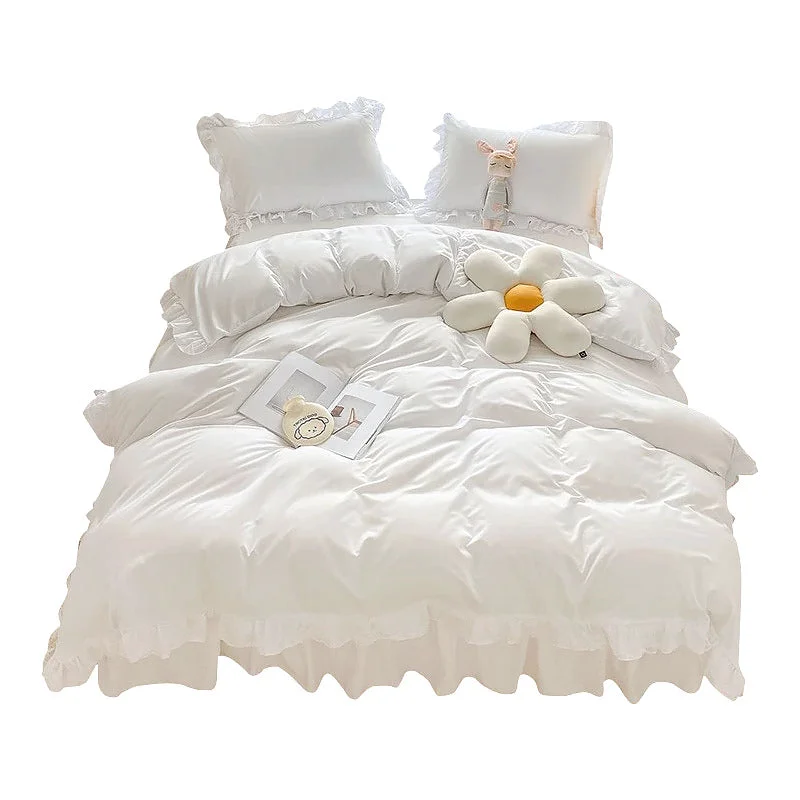 Sophisticated Ruffle Lace Bedding Set Durable